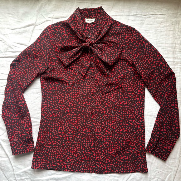 Saint Laurent Heart Blouse LAVALLIÈRE-NECK - Picture 10 of 10